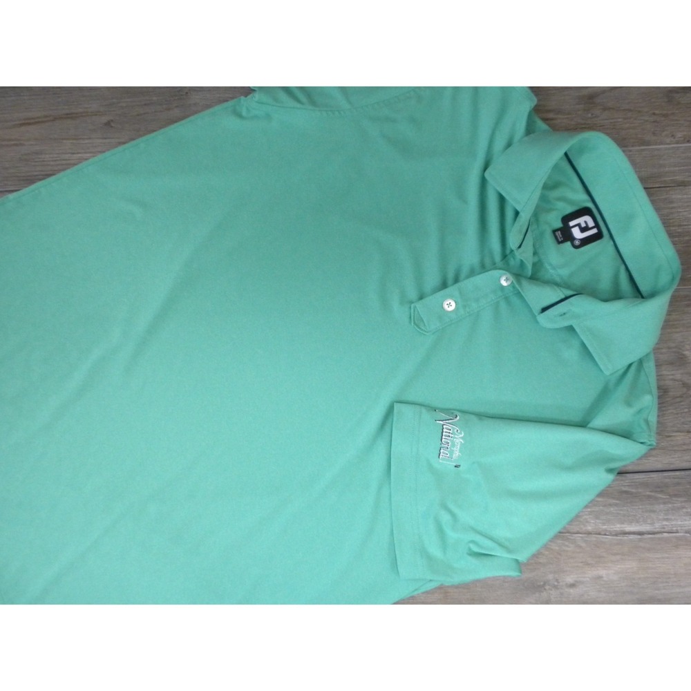 Footjoy Polo Shirt M Spearmint Green Solid Lisle Memphis‎ National Sleeve Golf